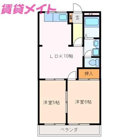 メゾンライフ(2LDK/2階)の間取り写真