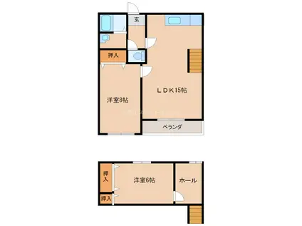 サンライズ上津II(2LDK/2階)の間取り写真