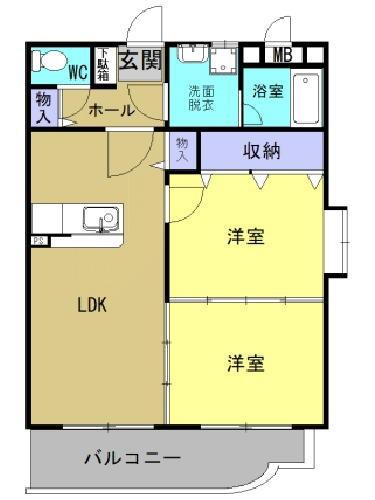 クレールコートII(2LDK/2階)の間取り写真