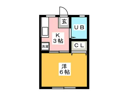 ヒカリハイム(1K/1階)の間取り写真