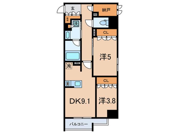 シーズンフラッツ新大塚(2DK/1階)の間取り写真