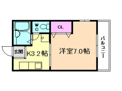 パ-クウッドプレイス(1K/2階)の間取り写真