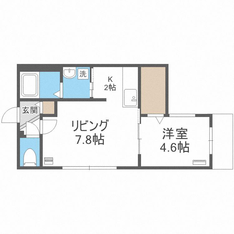 グランドサクセス北3条(1LDK/2階)の間取り写真