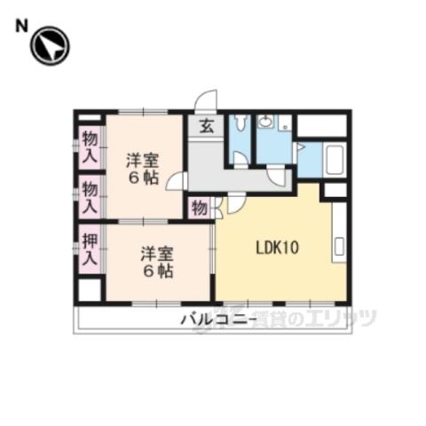 ソレイユ千(2LDK/4階)の間取り写真