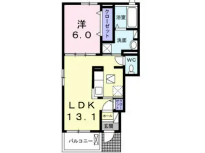 メゾン エインシェントIII(1LDK/1階)の間取り写真