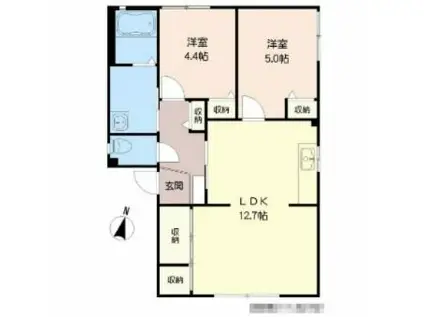 グリーングラス A棟(2LDK/1階)の間取り写真