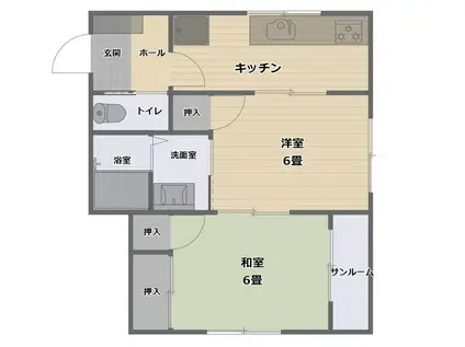 ハイツ・ミユキ(2K/2階)の間取り写真