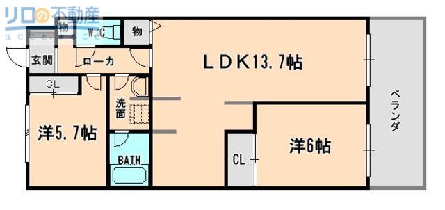 HIYODORI(2LDK/1階)の間取り写真