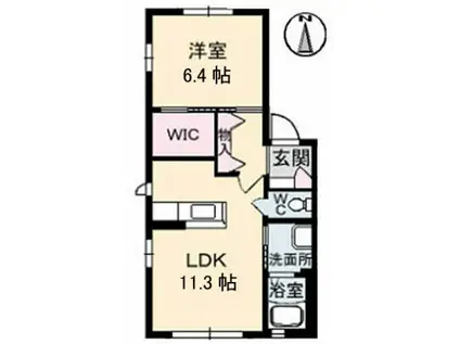 ハーモニー桜木 A棟(1LDK/1階)の間取り写真