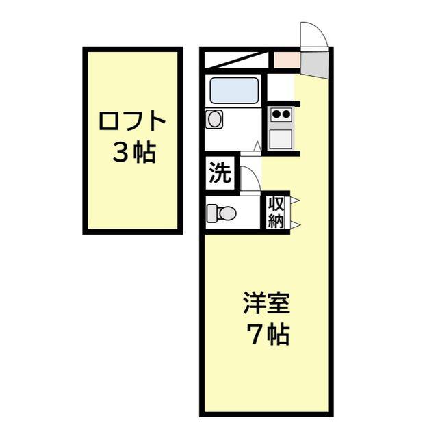 PUR紀の川(1K/2階)の間取り写真