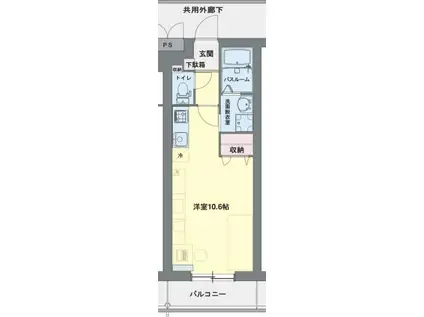 ラフィーネ花畑(ワンルーム/1階)の間取り写真