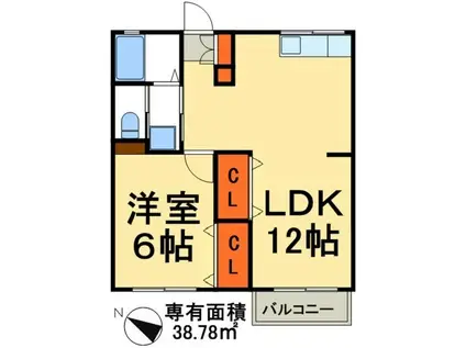 コーポラスNO.20(1LDK/1階)の間取り写真