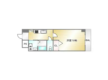 ロイスグラン神戸下沢通(1K/4階)の間取り写真