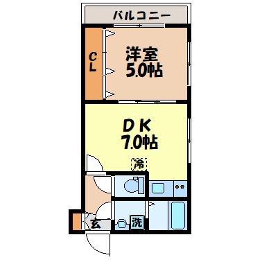 エススリーでじま(1DK/6階)の間取り写真