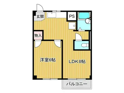 グレイスマンション(1LDK/2階)の間取り写真
