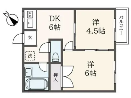 アゼリア6(2DK/2階)の間取り写真