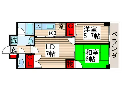 ピュアコートJ(2LDK/2階)の間取り写真