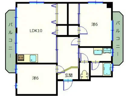 ミツダコーポI(2LDK/3階)の間取り写真
