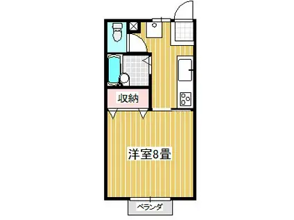 フレンド B棟(1K/2階)の間取り写真