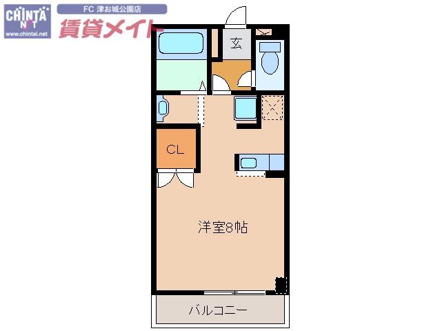 ヴェル ソレイユ(ワンルーム/3階)の間取り写真