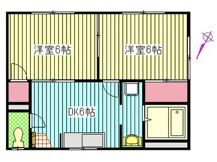 ハイツアオキ(2DK/2階)の間取り写真