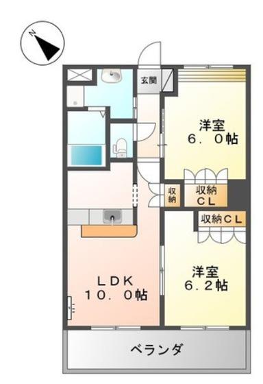 アルテミス(2LDK/2階)の間取り写真