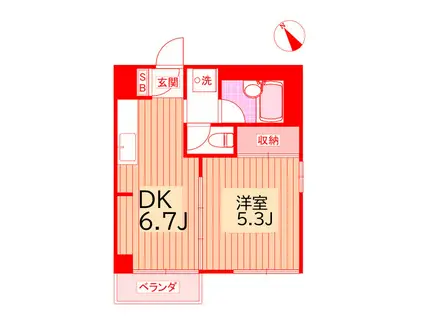 KOシティ54(1K/3階)の間取り写真