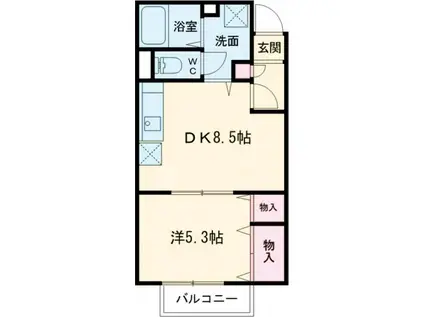 ピアチェーレ I棟(1LDK/2階)の間取り写真