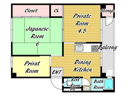 JP羽曳野レジデンス(3DK/2階)の間取り写真