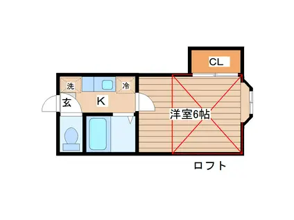 ホワイトキャッスル21番館(1K/1階)の間取り写真