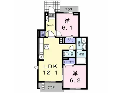 マジャリスII番館(2LDK/1階)の間取り写真