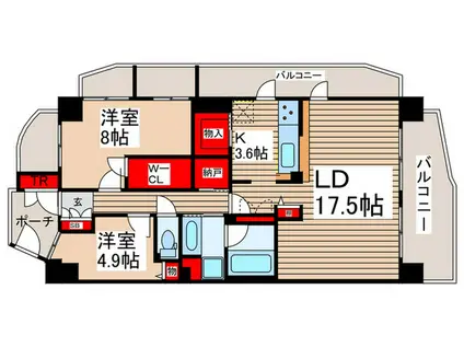 ビー・シティ ベイウィング棟(2LDK/11階)の間取り写真