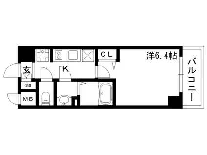 プレサンス神戸キュリオ(1K/9階)の間取り写真