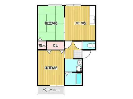 リヴェール・ヴィラ(2DK/1階)の間取り写真