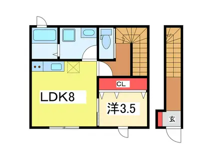 旭町通2番町 アパート(1LDK/1階)の間取り写真