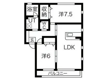 コートハウス ディア・アーバン(2LDK/2階)の間取り写真