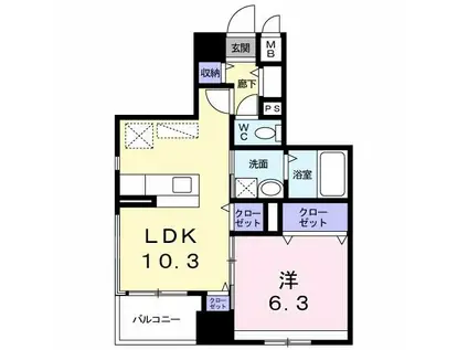 シュトラーレ 八日町(1LDK/3階)の間取り写真