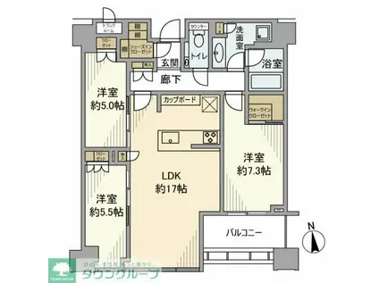 白金ザ・スカイ E棟(3LDK/41階)の間取り写真