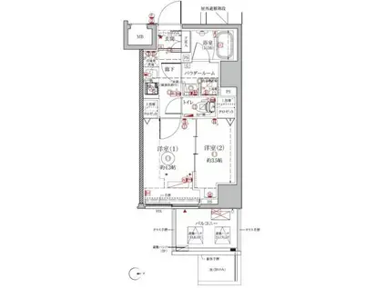 クレイシアIDZ浅草(2K/8階)の間取り写真