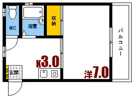カーサ青崎II(1DK/1階)の間取り写真