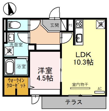 コンフォート瓜破II(1LDK/1階)の間取り写真