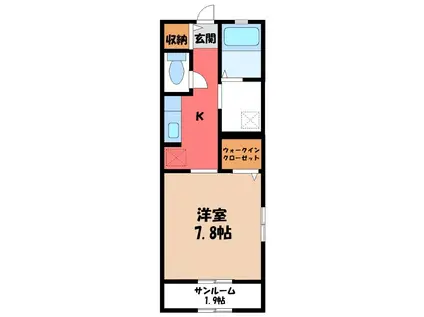 リバーアイランド(1K/2階)の間取り写真