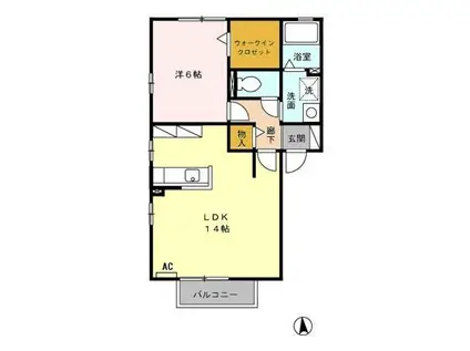 プルミエ A棟(1LDK/2階)の間取り写真