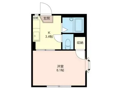 リュースKコーポI(1K/1階)の間取り写真