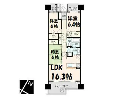 プラウド東山公園(3LDK/4階)の間取り写真