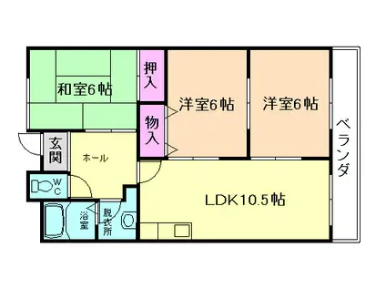 ガーデンシティ笹部(3LDK/2階)の間取り写真