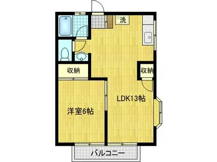 ホワイトコーポ(1LDK/1階)の間取り写真