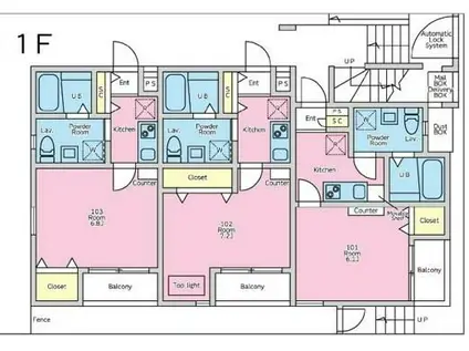 REPOSE(1K/1階)の間取り写真