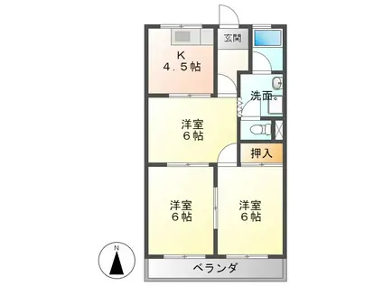 ジードルング山手(3K/2階)の間取り写真