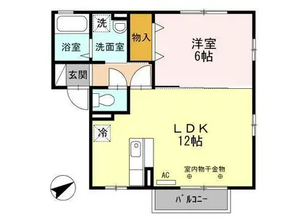 フィーノIII(1LDK/2階)の間取り写真